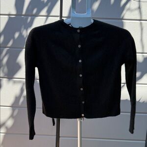Cashmere Black Button-Up Cardigan